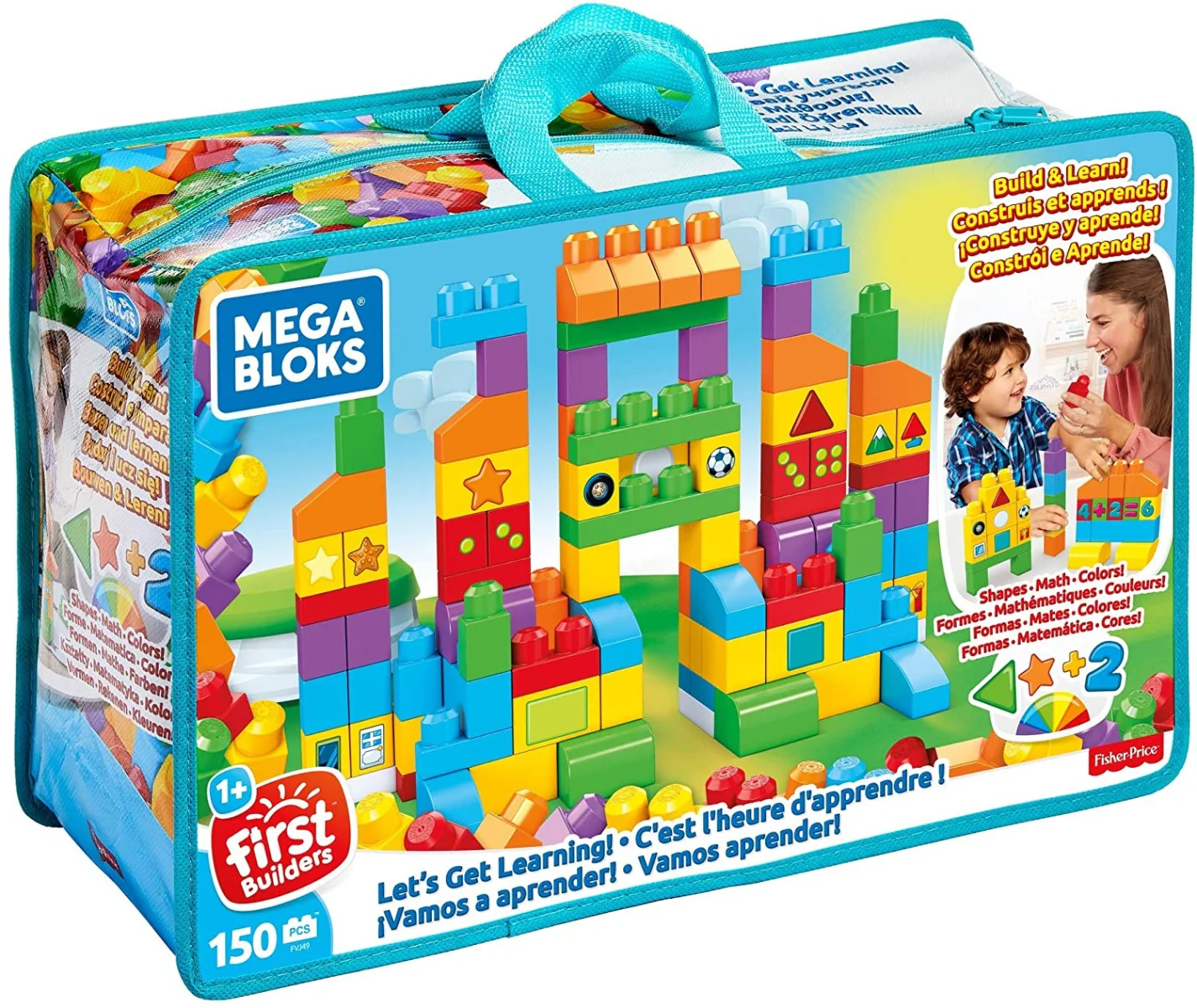 Fisher-Price Mega Bloks Lets Get Learning Bag 150 Pieces FVJ49 - Image 2