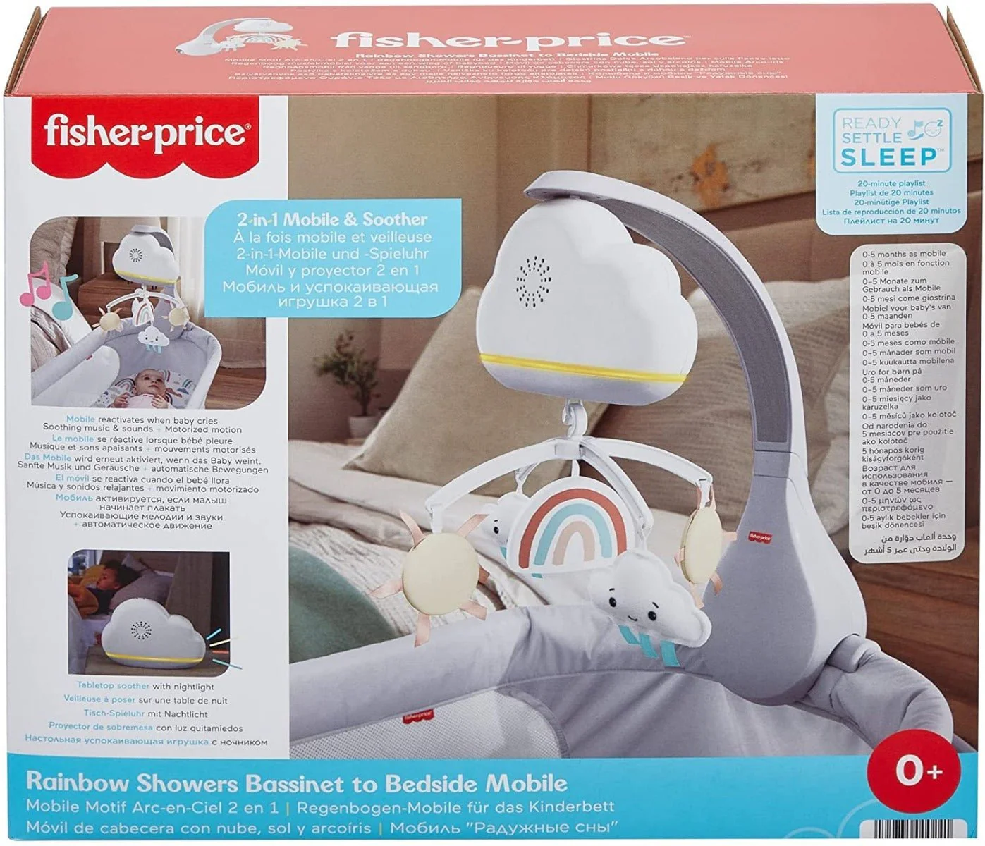 Fisher-Price Rainbow Showers Bassinet to Bedside Mobile HBP40 - Image 2