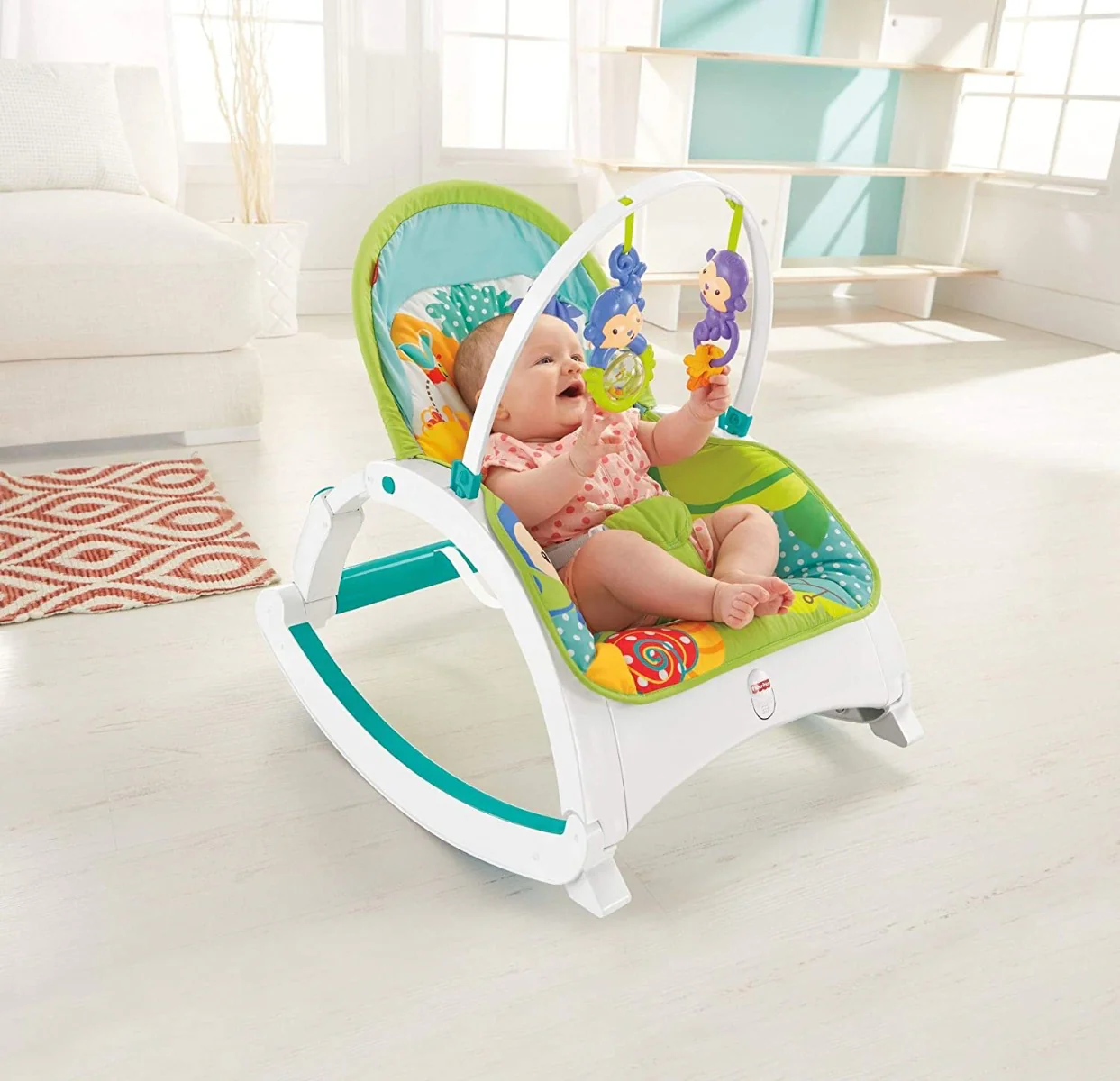 Fisher-Price Rainforest Friends Newborn To Toddler Portable Rocker CMR10 - Image 3