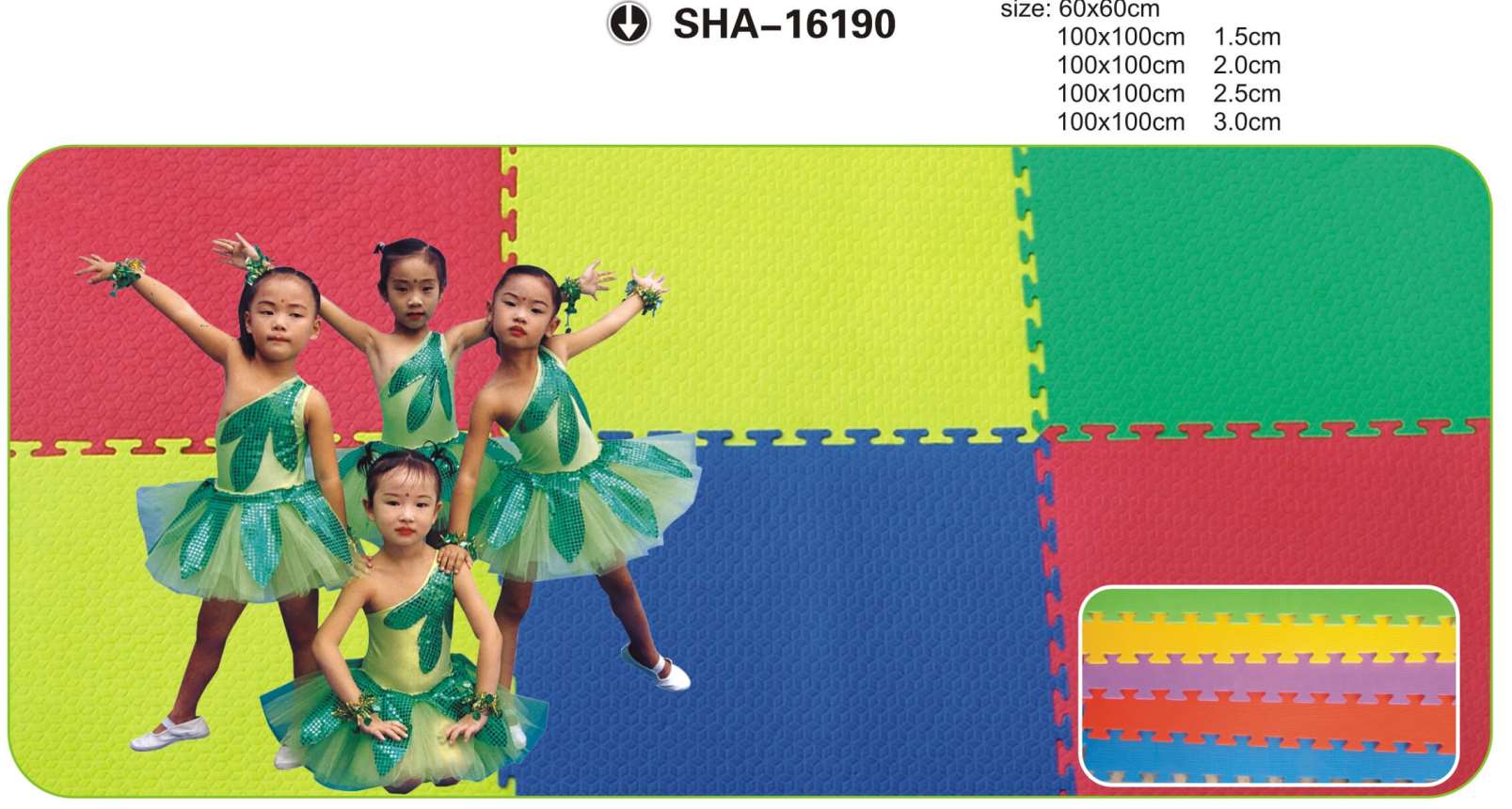 Floormat 2.5cm Dual Color Green Yellow