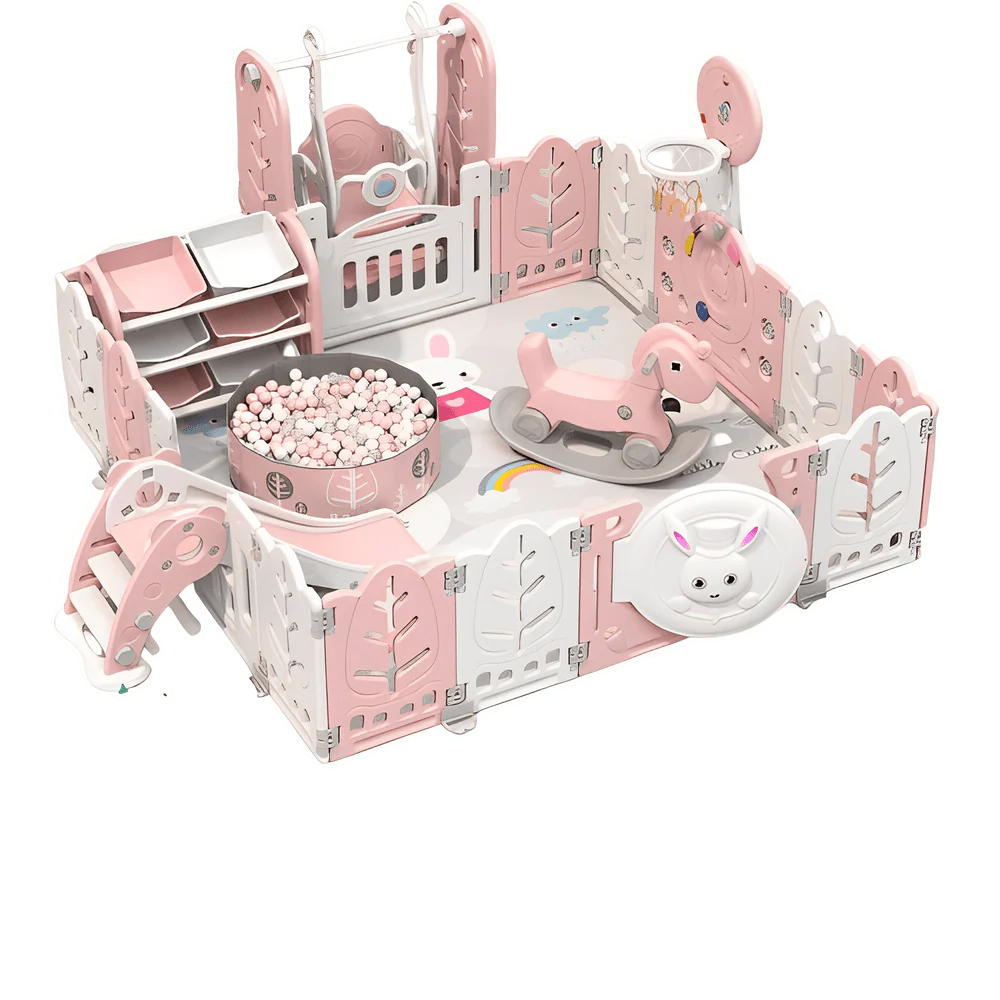 Folding Baby Fence Playground Pink PH016