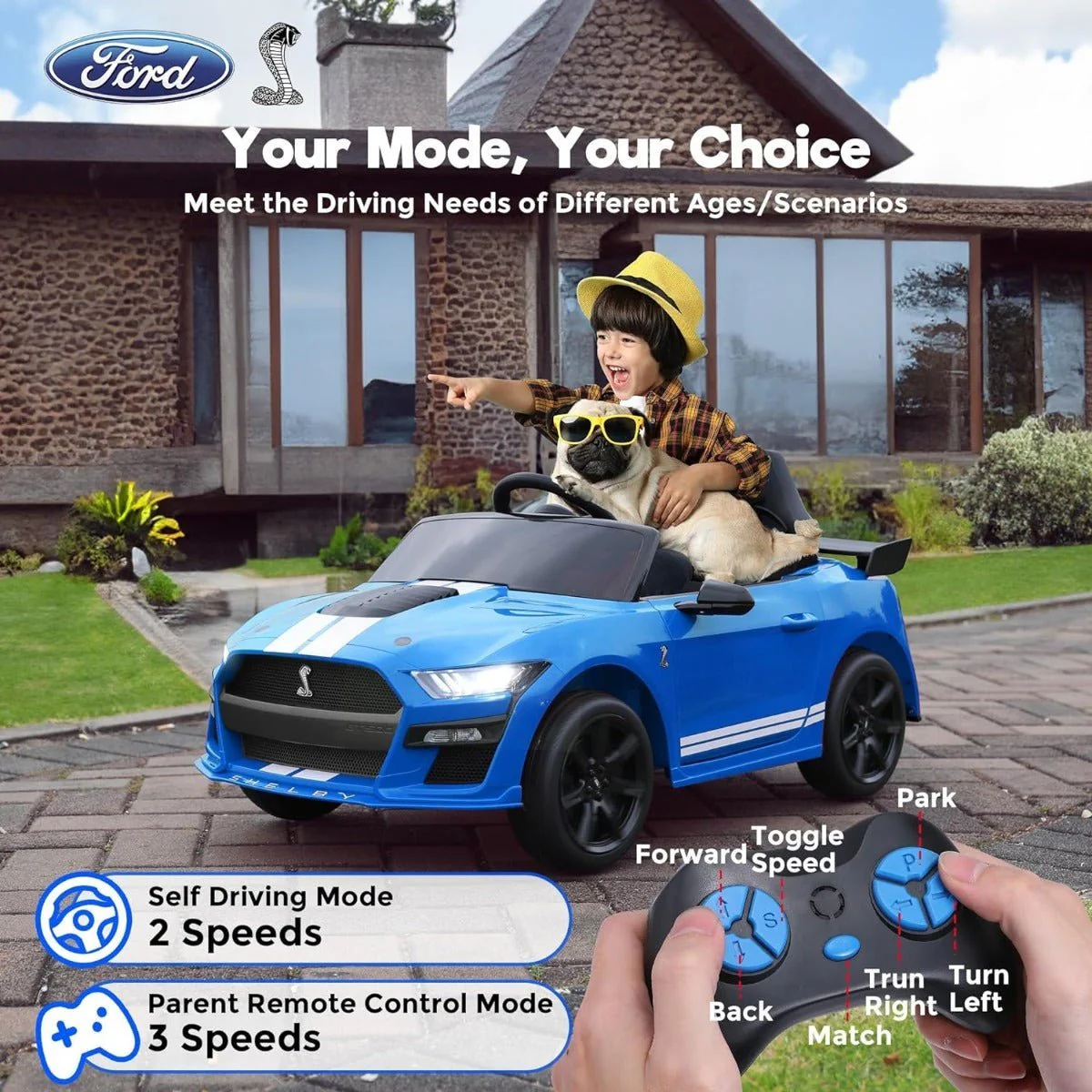 Ford Mustang Shelby 12V7AH Blue 9969B - Image 3