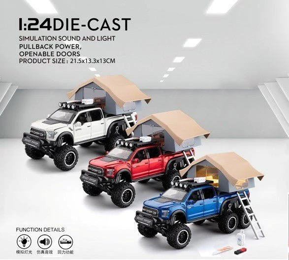 Ford Raptor Pullback Diecast Camping Car 1:24 Scale CZ65 - Image 2