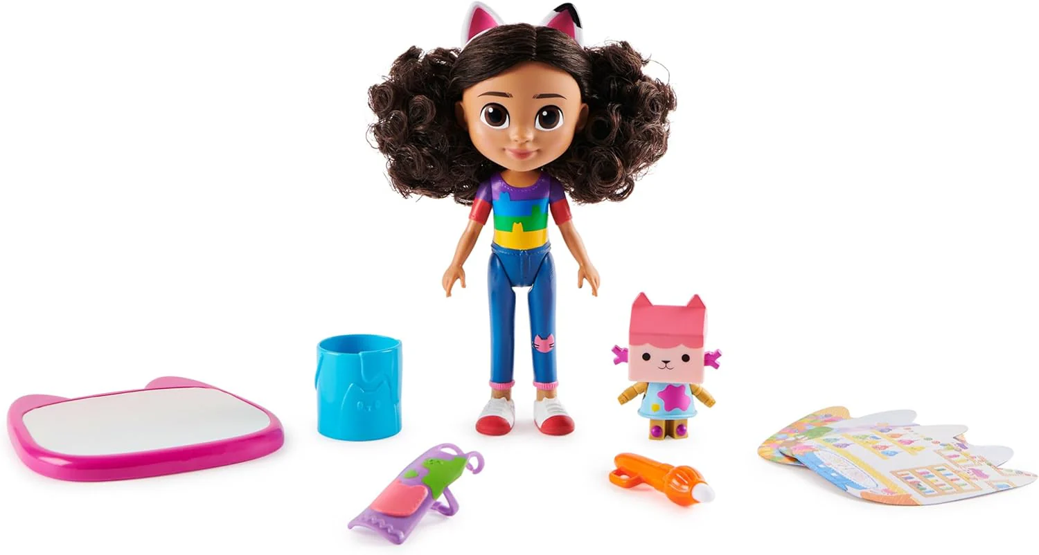 Gabby’s Dollhouse Deluxe Craft Doll Set – 8" Gabby Doll, Baby Box Cat, Magic Water Pad & Water Brush | Creative Art Playset for Kids Ages 3+ - Image 2