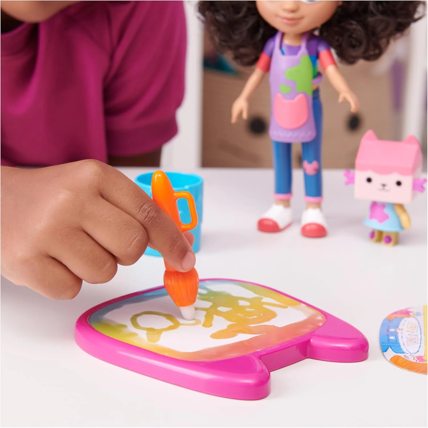 Gabby’s Dollhouse Deluxe Craft Doll Set – 8" Gabby Doll, Baby Box Cat, Magic Water Pad & Water Brush | Creative Art Playset for Kids Ages 3+ - Image 4