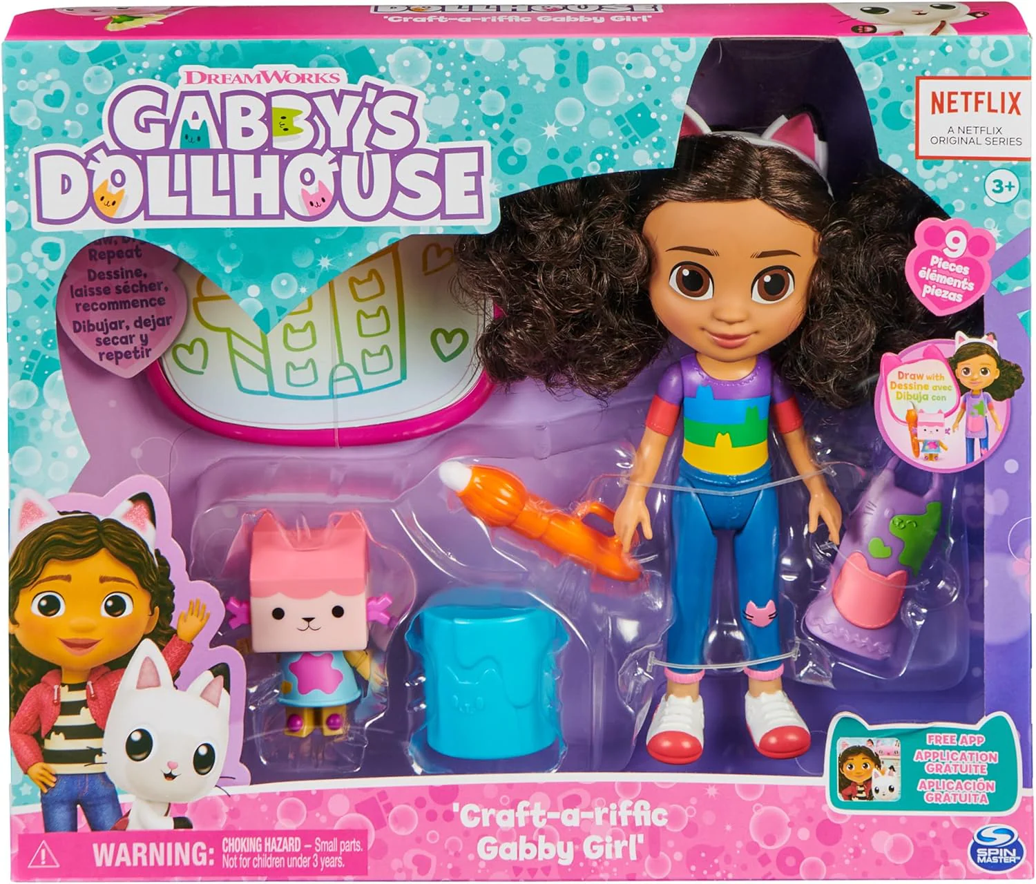 Gabby’s Dollhouse Deluxe Craft Doll Set – 8" Gabby Doll, Baby Box Cat, Magic Water Pad & Water Brush | Creative Art Playset for Kids Ages 3+ - Image 8