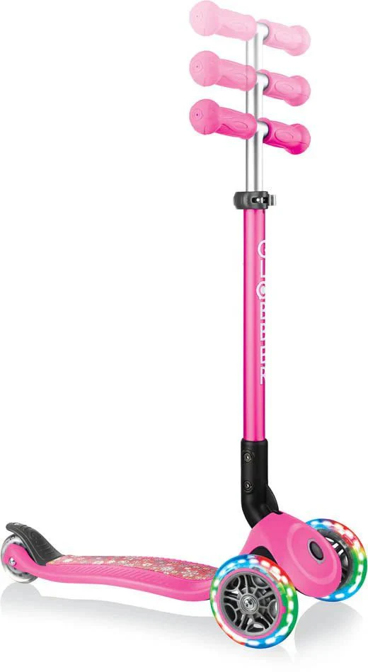 Globber Primo Foldable Fantasy Lights - Neon Pink/Flowers 434-110 - Image 2