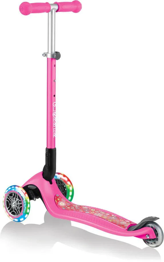 Globber Primo Foldable Fantasy Lights - Neon Pink/Flowers 434-110 - Image 3