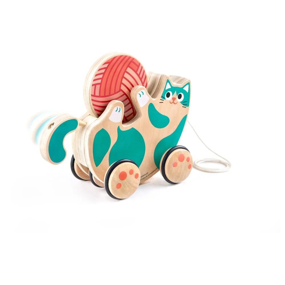 Hape 2-in-1 Wooden Pull-Along Roll & Rattle Kitten - Image 4