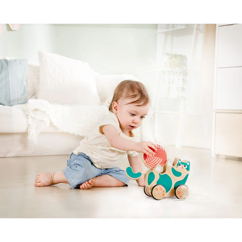Hape 2-in-1 Wooden Pull-Along Roll & Rattle Kitten - Image 5