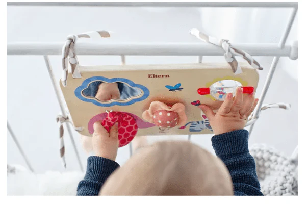 Hape Busy Buddies Crib - Sensory Activity Board - Image 5