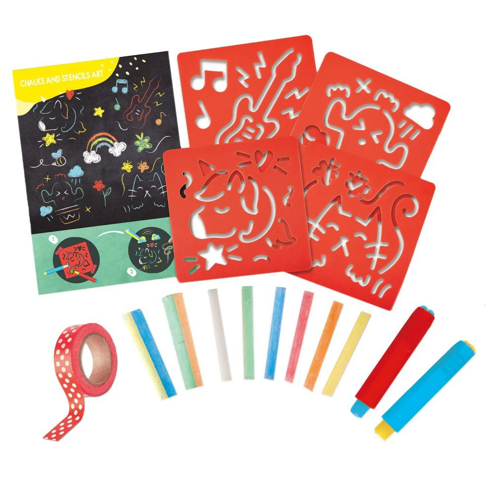 Hape - Colored Chalks & Stencils Art & Craft Set 22pcs - Image 2