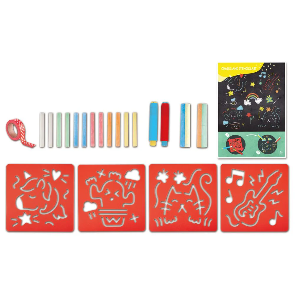Hape - Colored Chalks & Stencils Art & Craft Set 22pcs - Image 3