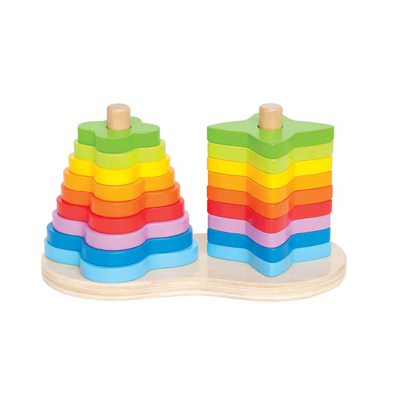 Hape Double Rainbow Stacking & Building Wooden Toy - 19pcs - Image 2