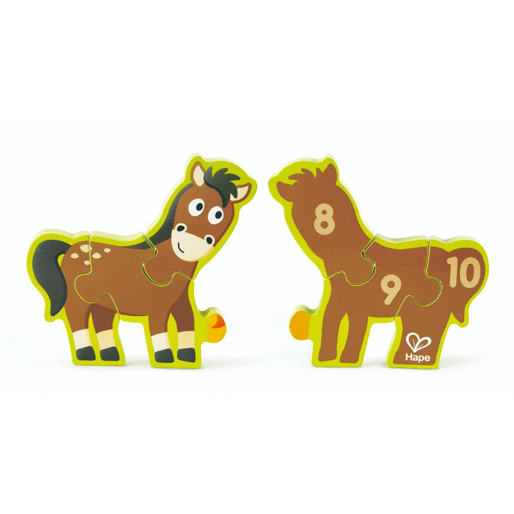 Hape - Double-Sided Numbers & Farm Animal Wooden Jigsaw Puzzle - Image 3