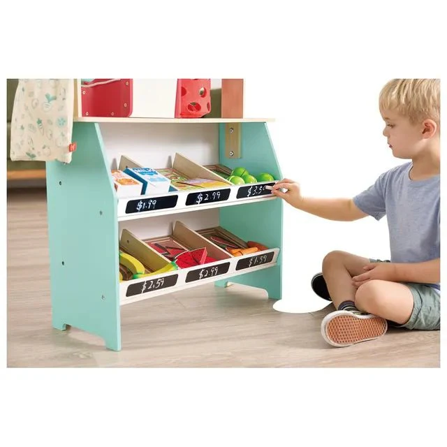 Hape Farmers Market Stall E3209 – Wooden Market Stall Playset with 62 Accessories - Image 4