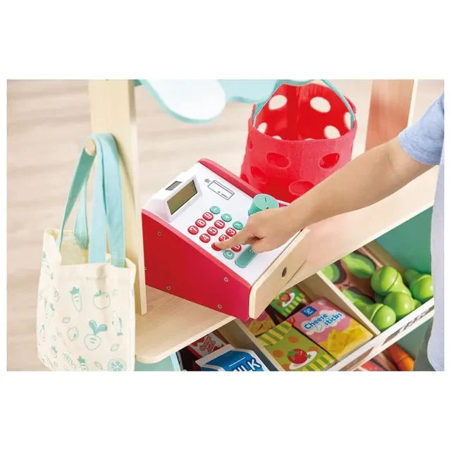 Hape Farmers Market Stall E3209 – Wooden Market Stall Playset with 62 Accessories - Image 6