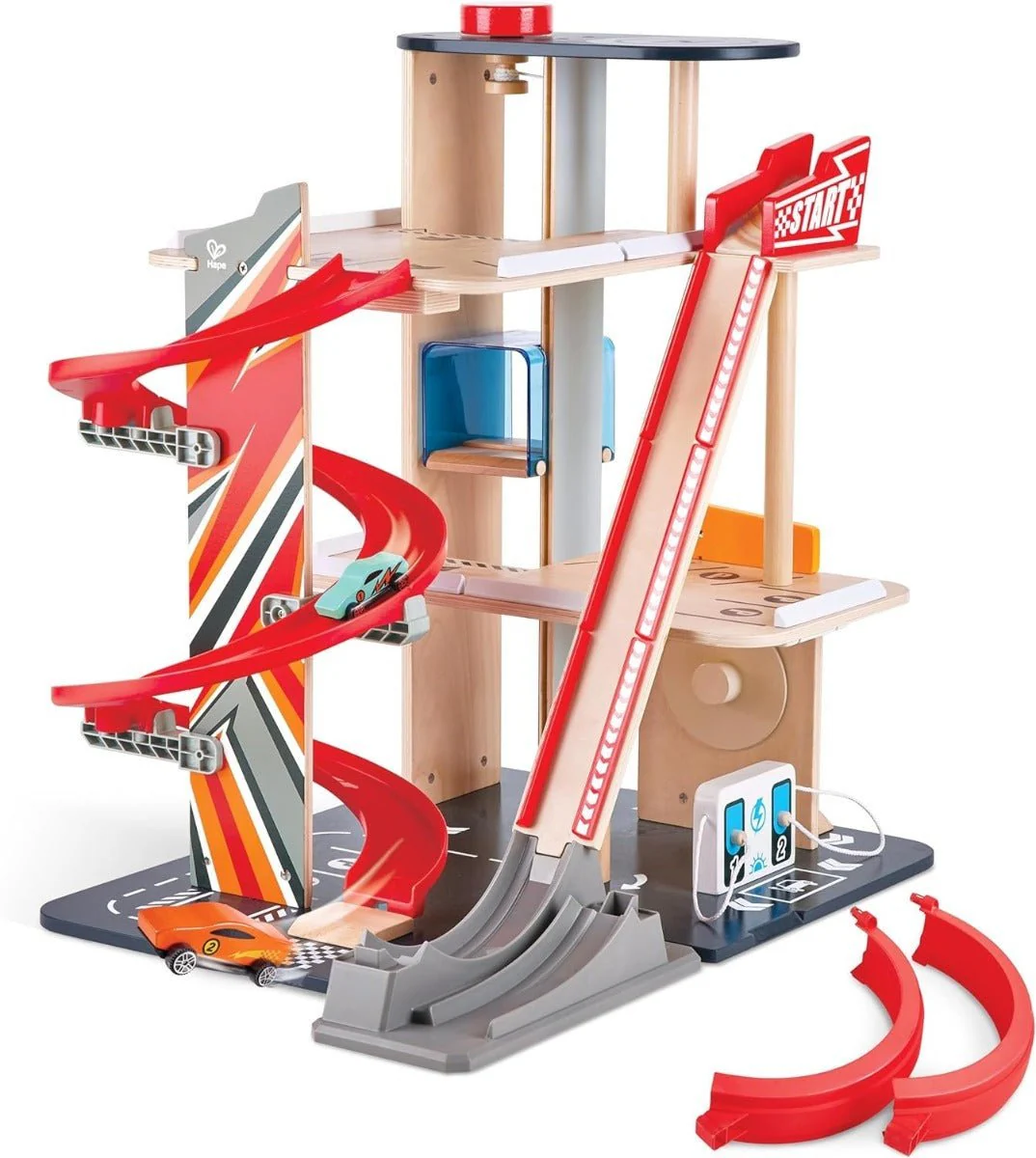 Hape Gearhead Stunt Garage Wooden Toy Car E3019 - Image 2