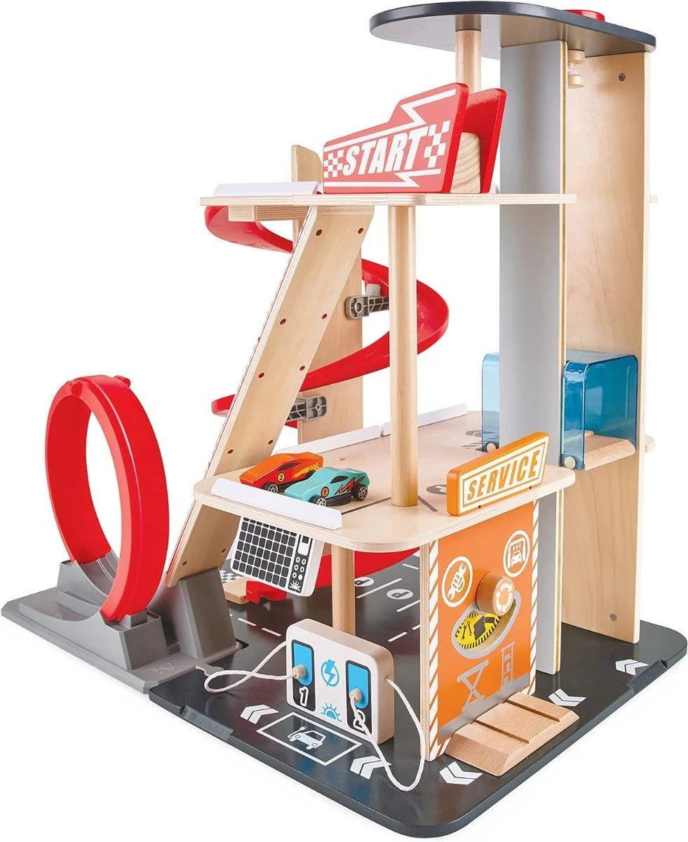 Hape Gearhead Stunt Garage Wooden Toy Car E3019 - Image 3