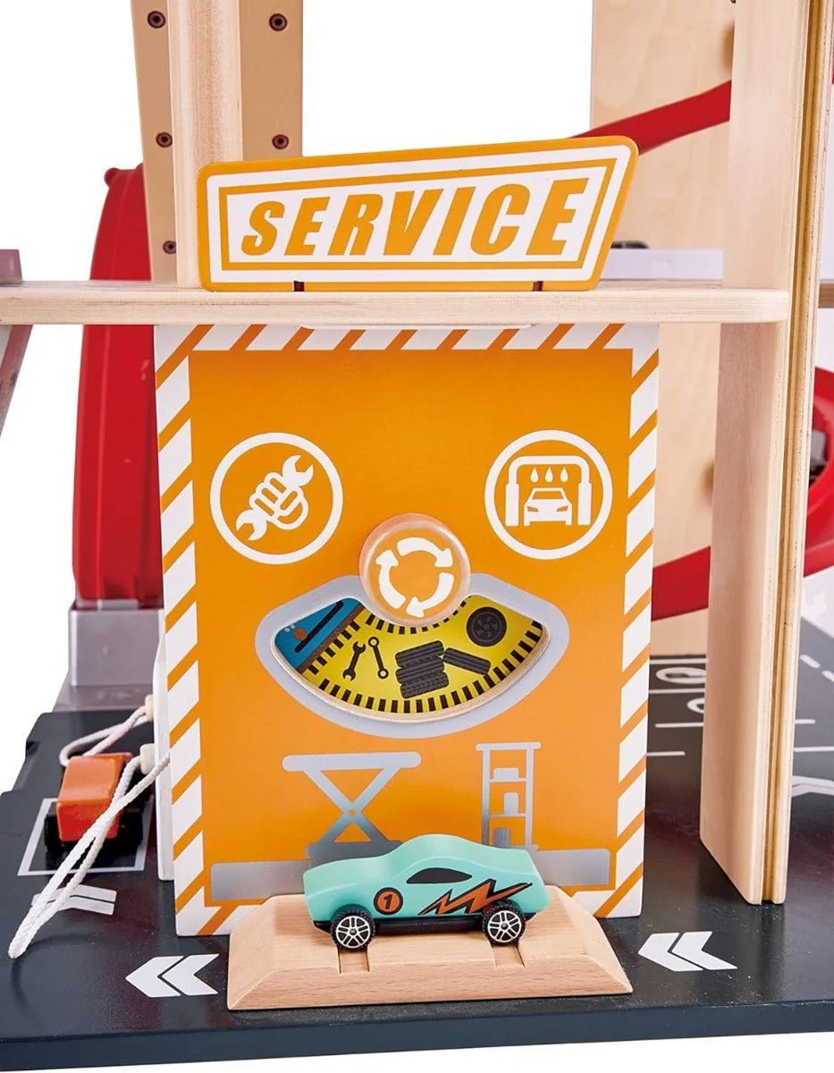 Hape Gearhead Stunt Garage Wooden Toy Car E3019 - Image 4