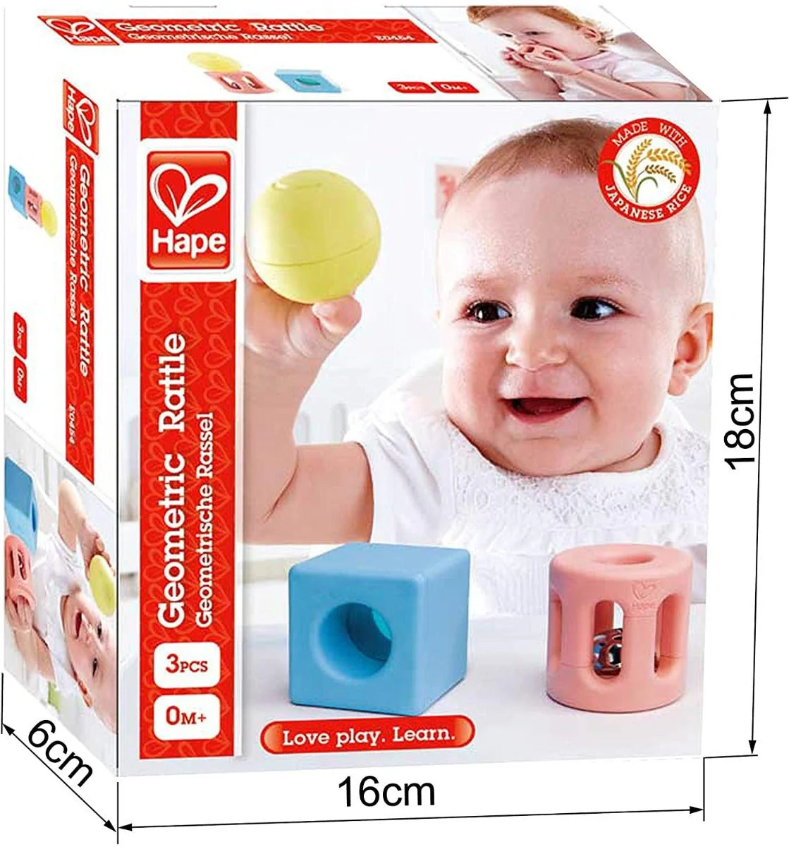 Hape Geometric Rattle Rice-Based Infant Toy