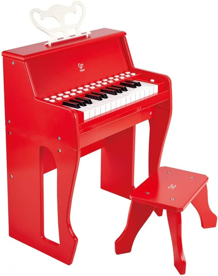 Hape Learn Piano W/ Lights & Stool Red E0630 - Image 2