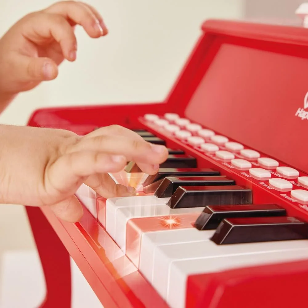 Hape Learn Piano W/ Lights & Stool Red E0630 - Image 3