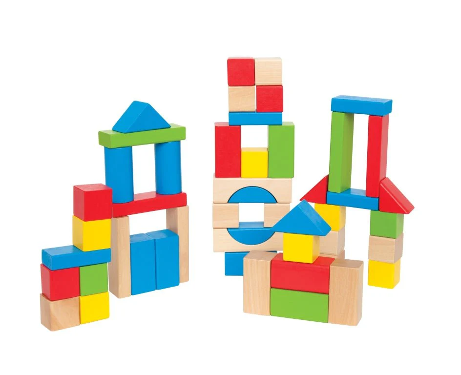 Hape Maple Wooden Blocks Building Set with Bag - 50pcs - Image 2