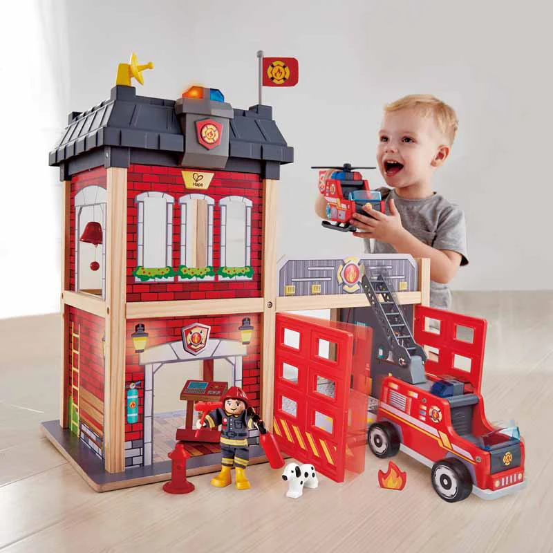 Hape Multi-Level City Fire Station & Fire Engine Toy - Image 4