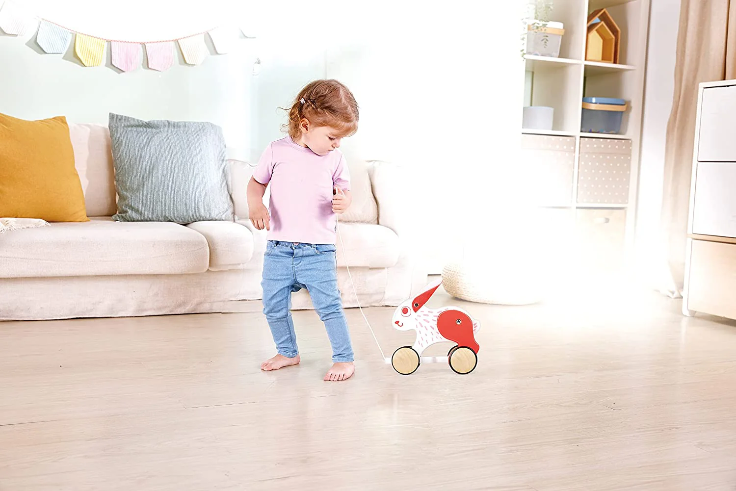 Hape Push and Pull Bunny Wooden Pull Along Toy - Image 5