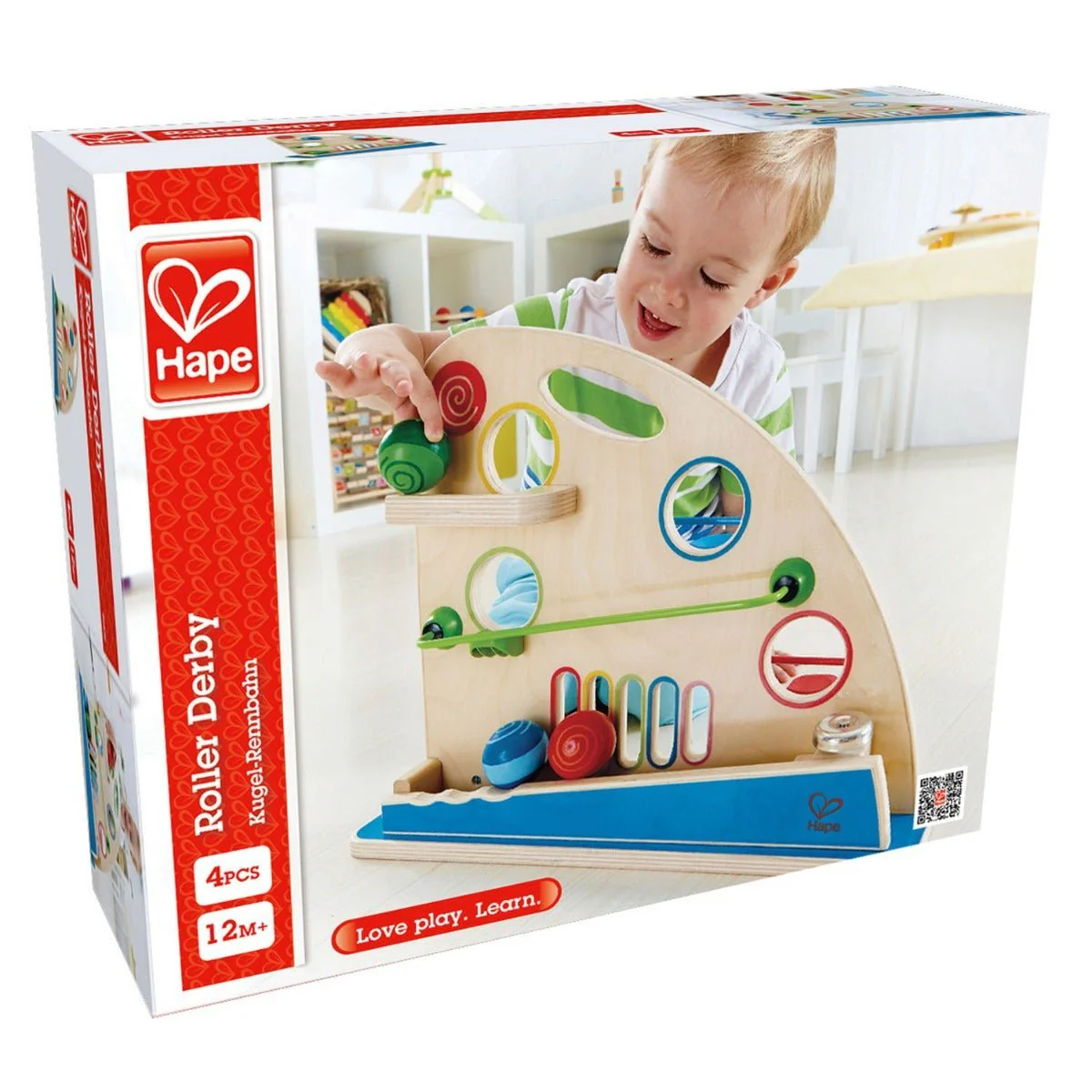 Hape Roller Derby Wooden Marble Racing Educational Toy 4pcs