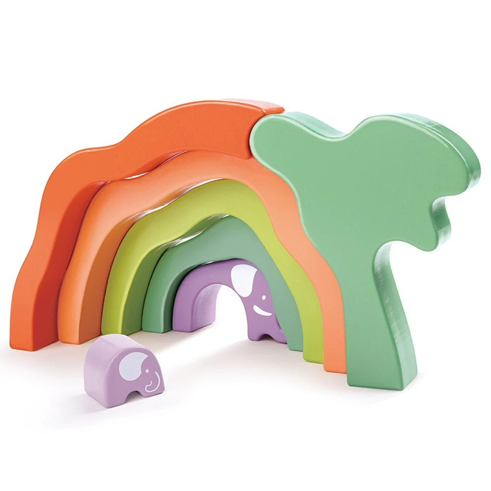 Hape Safari Elephant Wooden Stacking Blocks 7pcs - Image 2