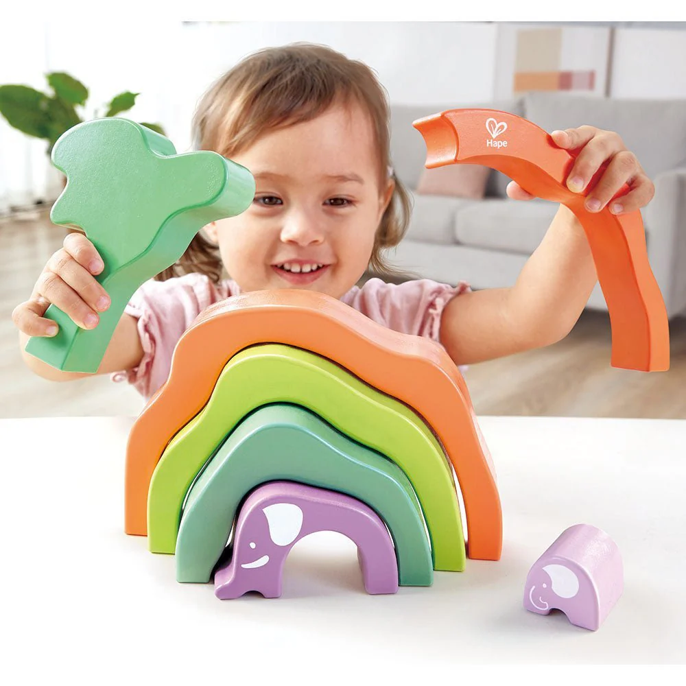Hape Safari Elephant Wooden Stacking Blocks 7pcs - Image 5