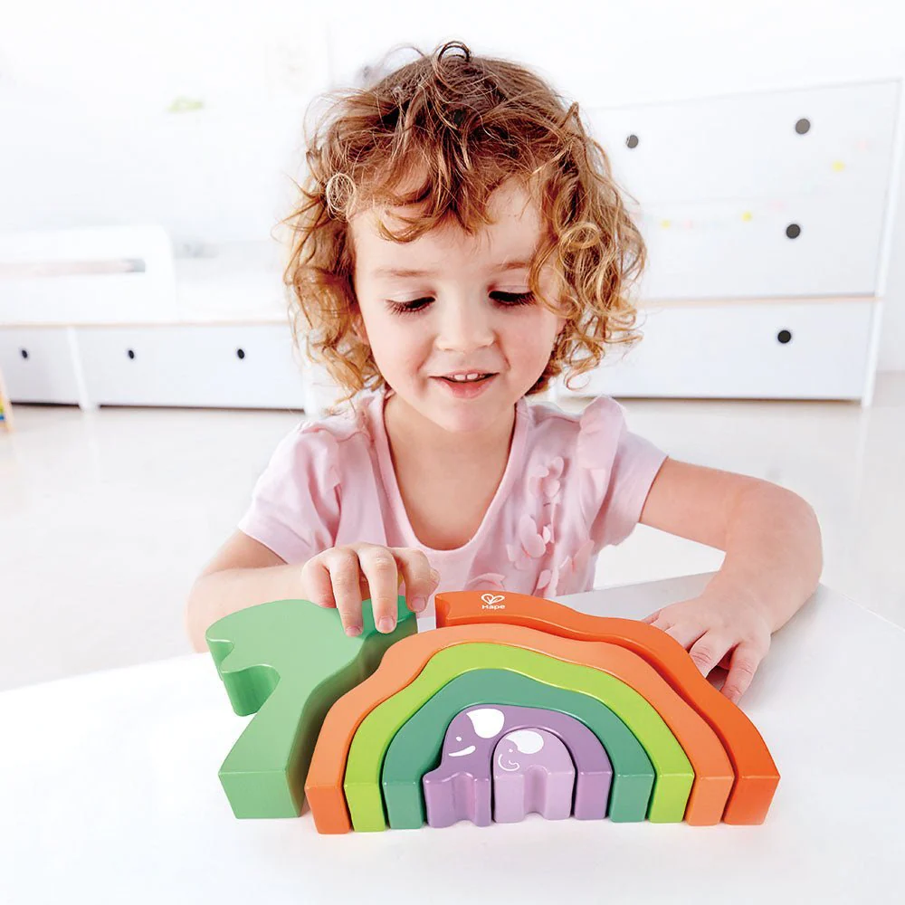 Hape Safari Elephant Wooden Stacking Blocks 7pcs - Image 6