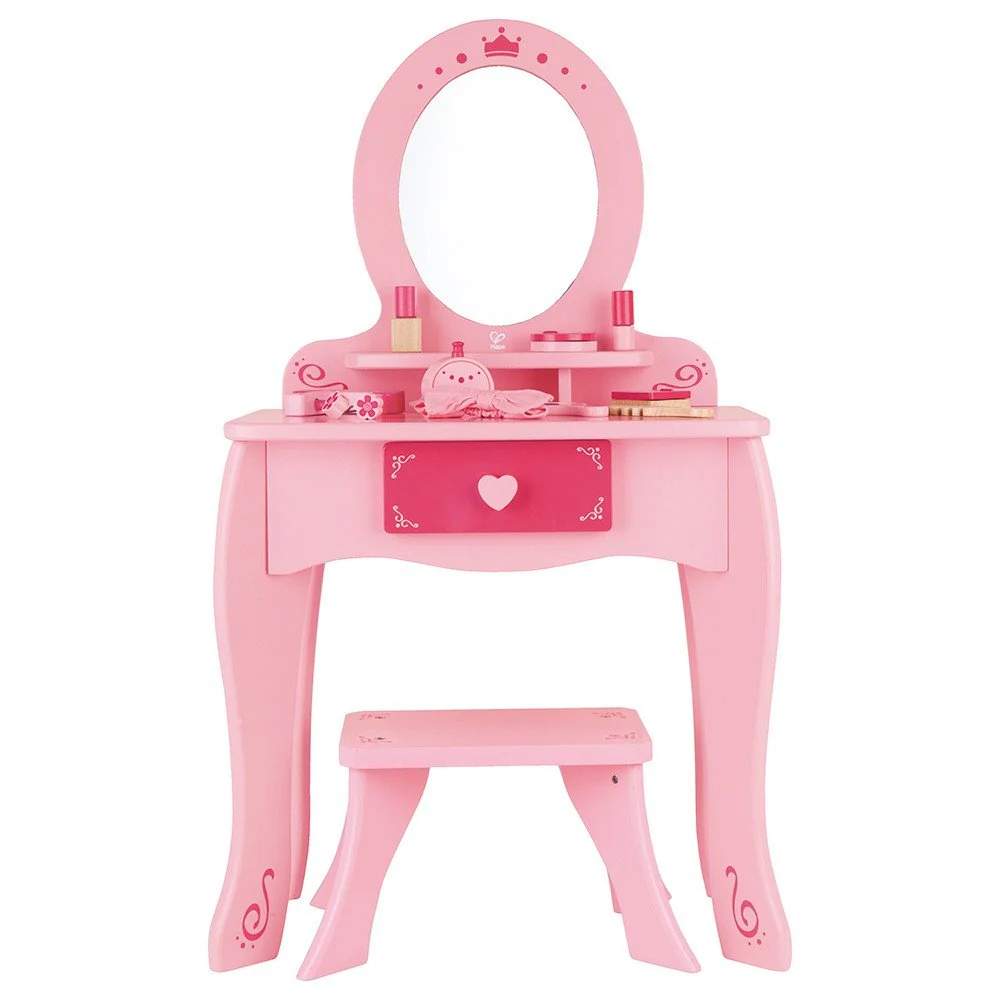 Hape Tickled Pink Girls Vanity Dresser Table and Stools E8350