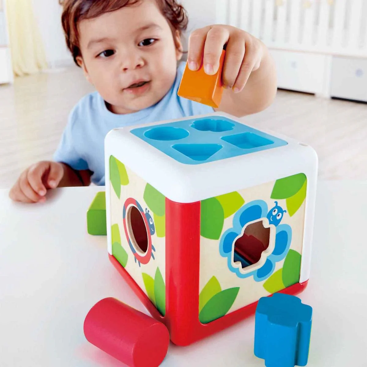 Hape Wooden Colorful Shape Sorting Box - Image 2