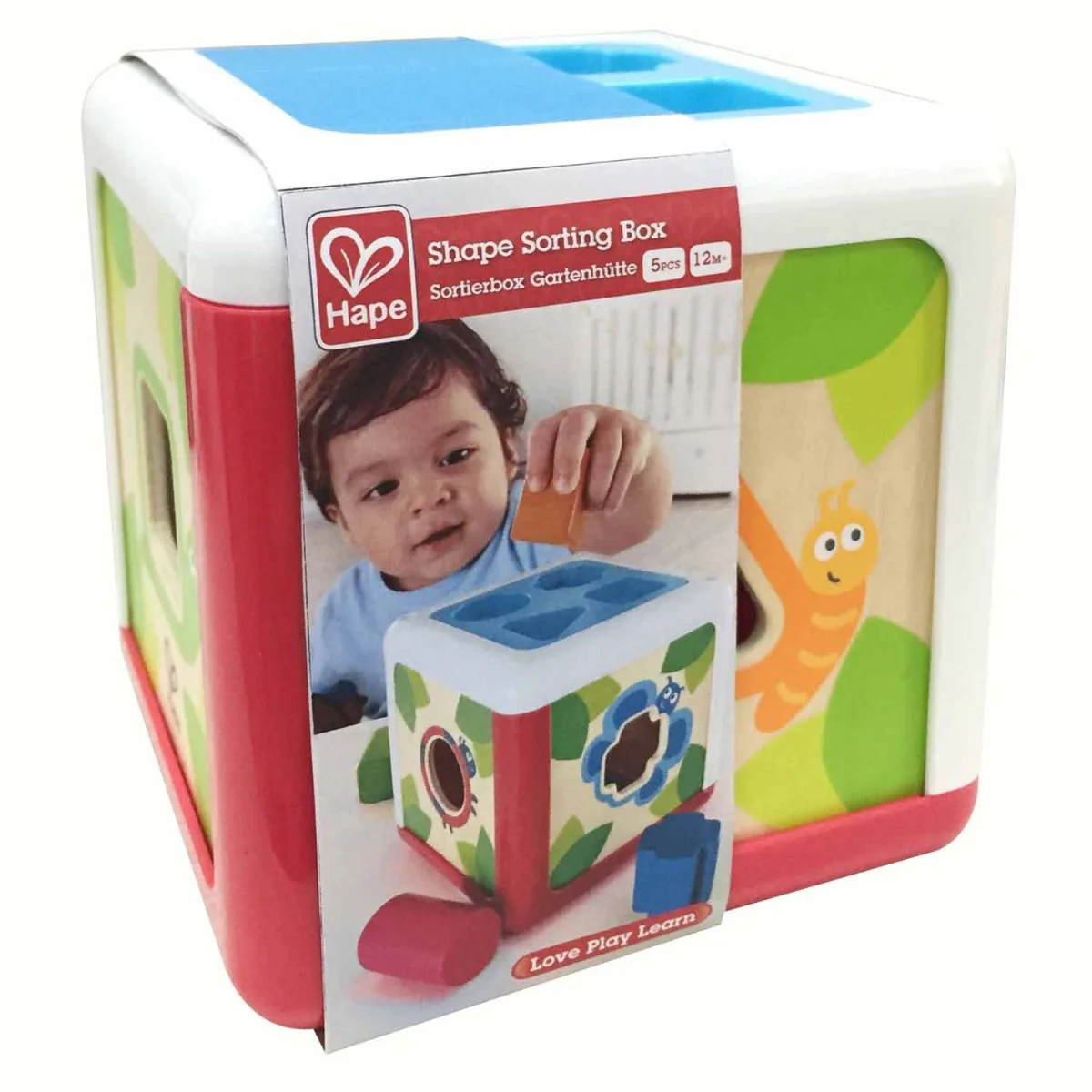 Hape Wooden Colorful Shape Sorting Box - Image 4