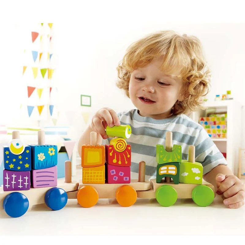 Hape Wooden Fantasia Blocks and Train Cars -  Set of 17pcs - Image 2