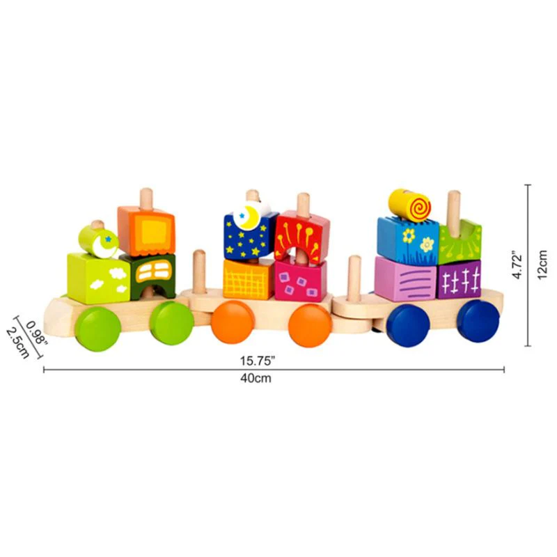 Hape Wooden Fantasia Blocks and Train Cars -  Set of 17pcs - Image 3