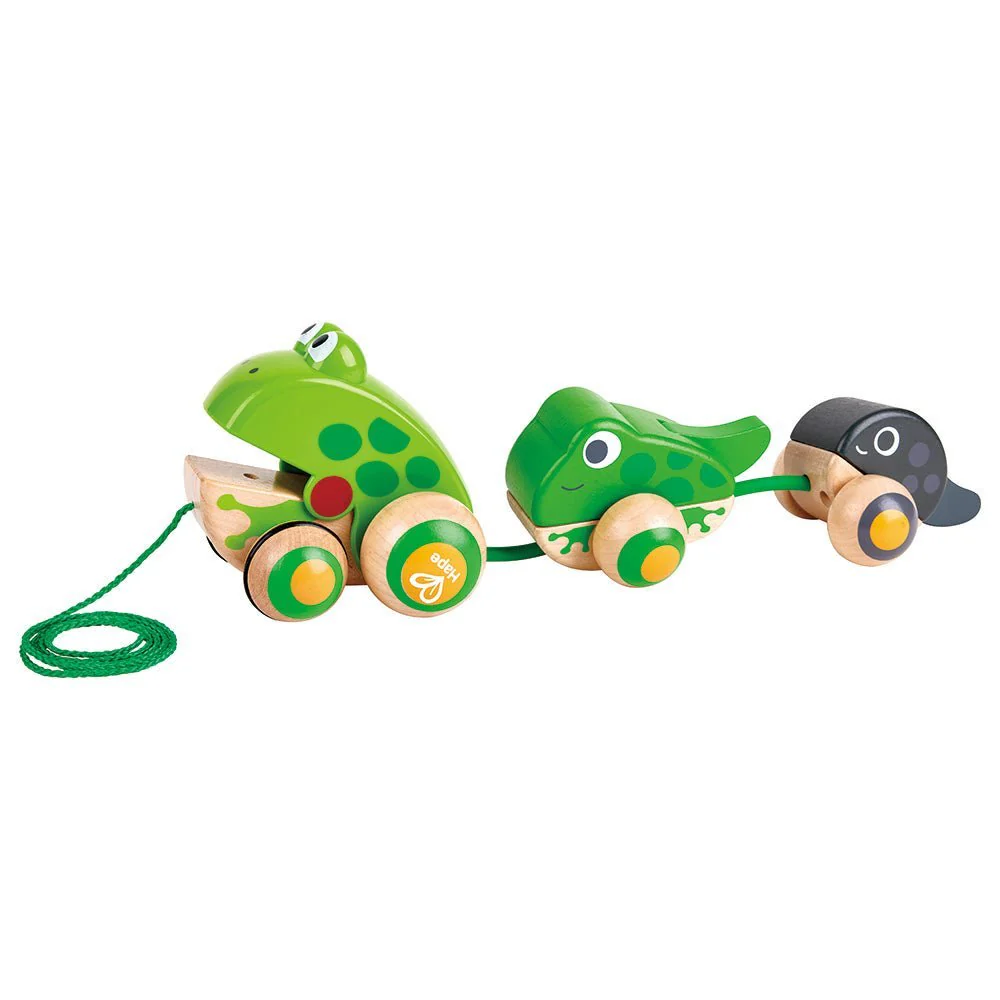 Hape Wooden Frog-Themed Push and Pull-Along Toy