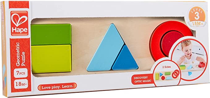 Hape Wooden Geometry Educational Puzzle - 6pcs - Image 3
