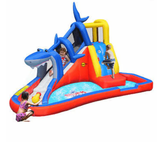Happy Hop Action Air Inflatable Waterslide Shark Bounce House 9327 - Image 3