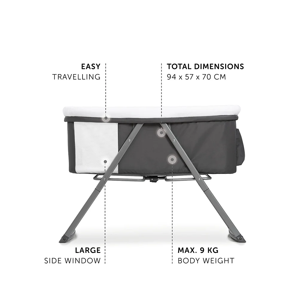 Hauck Dreamer Rocking Crib Portable Fold Away Baby Bed Gray 608951 - Image 6