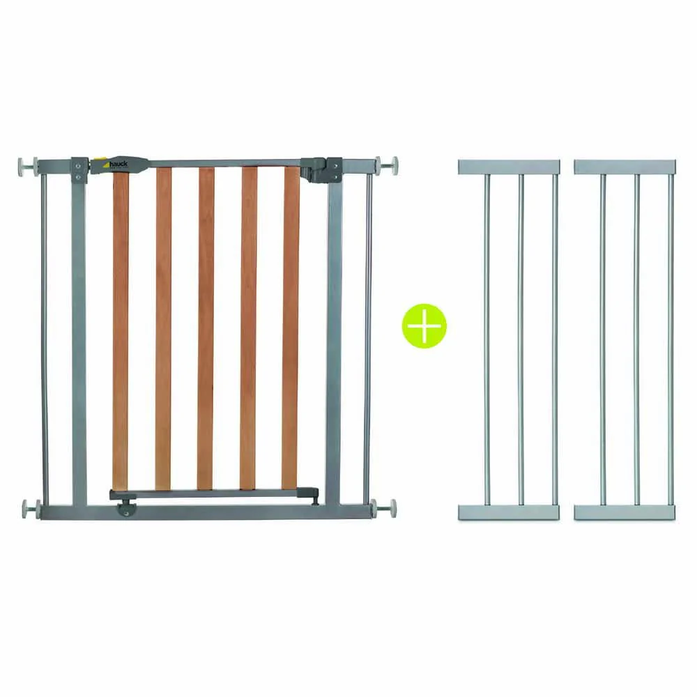 Hauck Woodlock Safegate 75-80cm with Extension 2pc 21cm Silver 596012