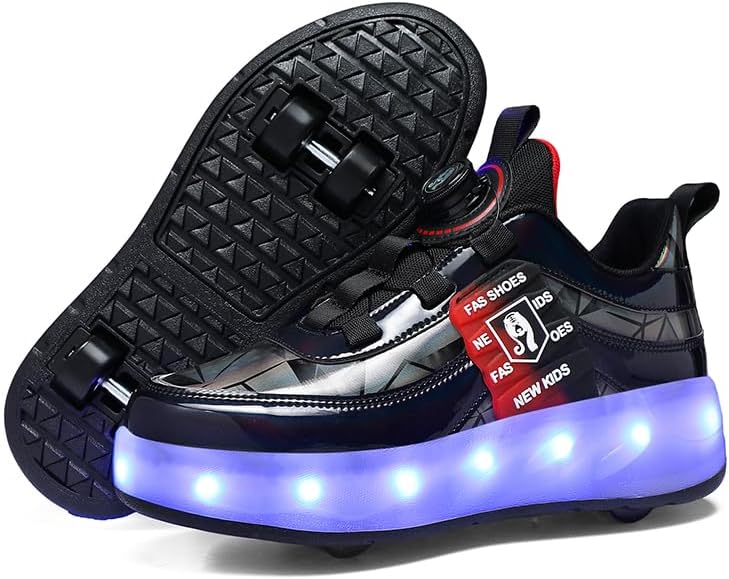Heely Double Wheels Shoes With Lights Size 30 - Black LRDWS212-30