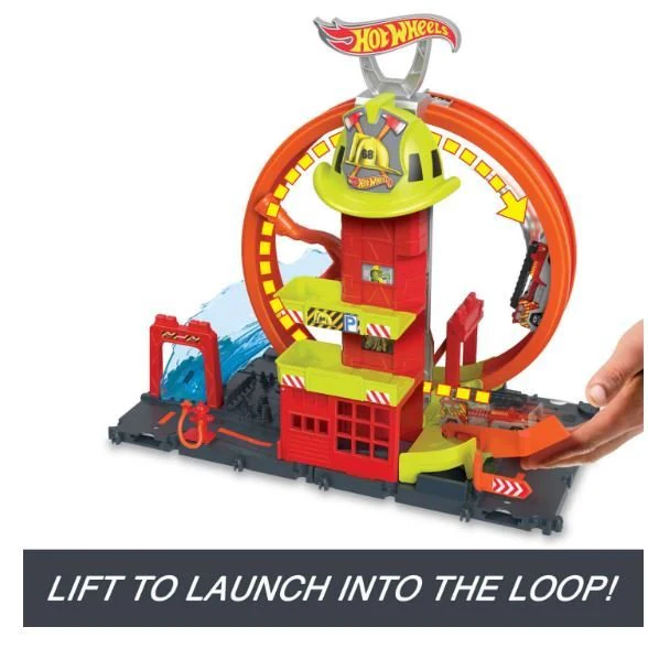 Hot Wheels City Super Loop Fire Station Playset, Track Set With 1 Toy Car - Image 3