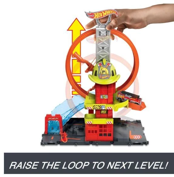 Hot Wheels City Super Loop Fire Station Playset, Track Set With 1 Toy Car - Image 5