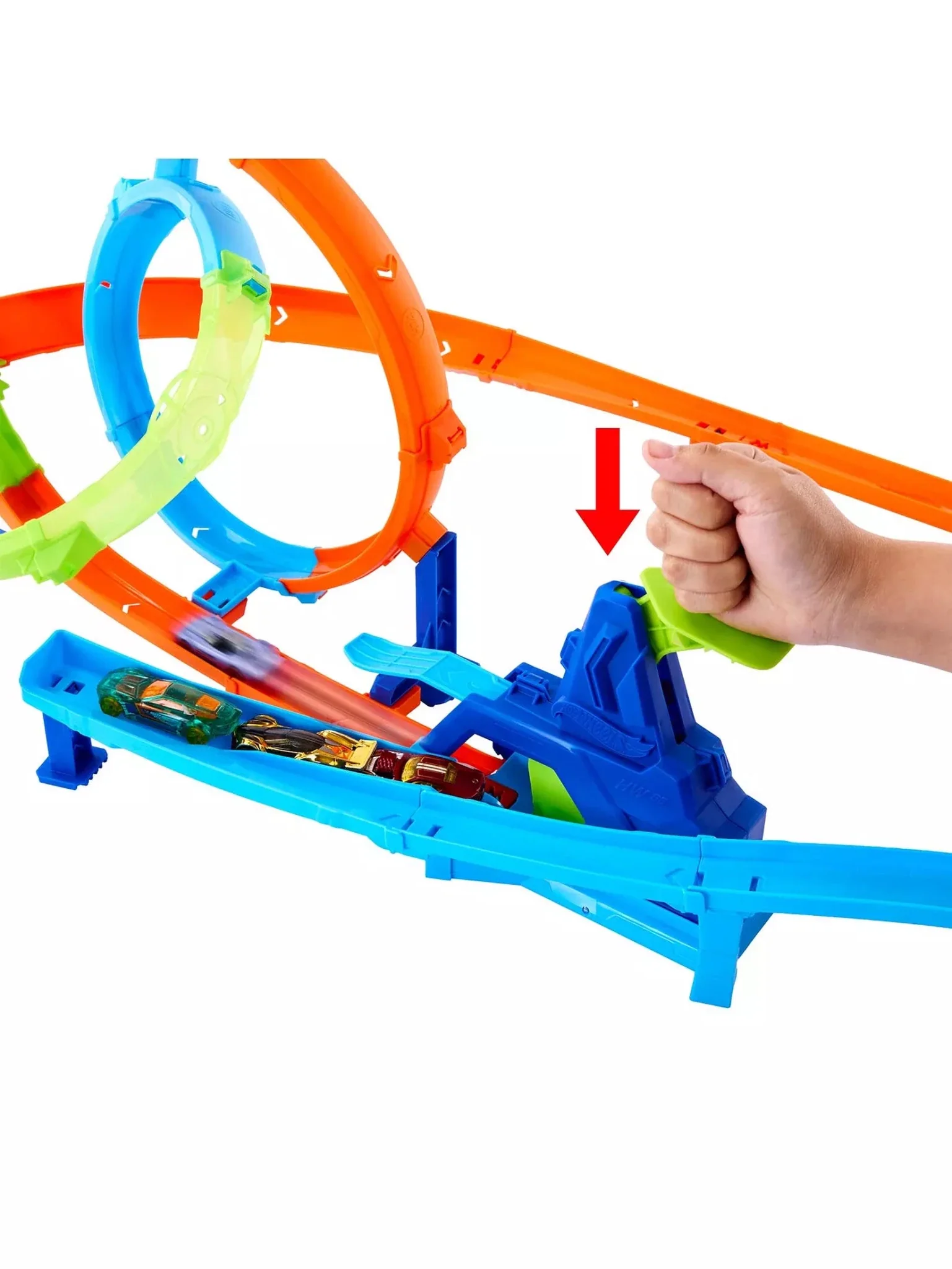 Hot Wheels Stunt Tracks Rapid Launch Cyclone Track Set JHK73 - Image 6