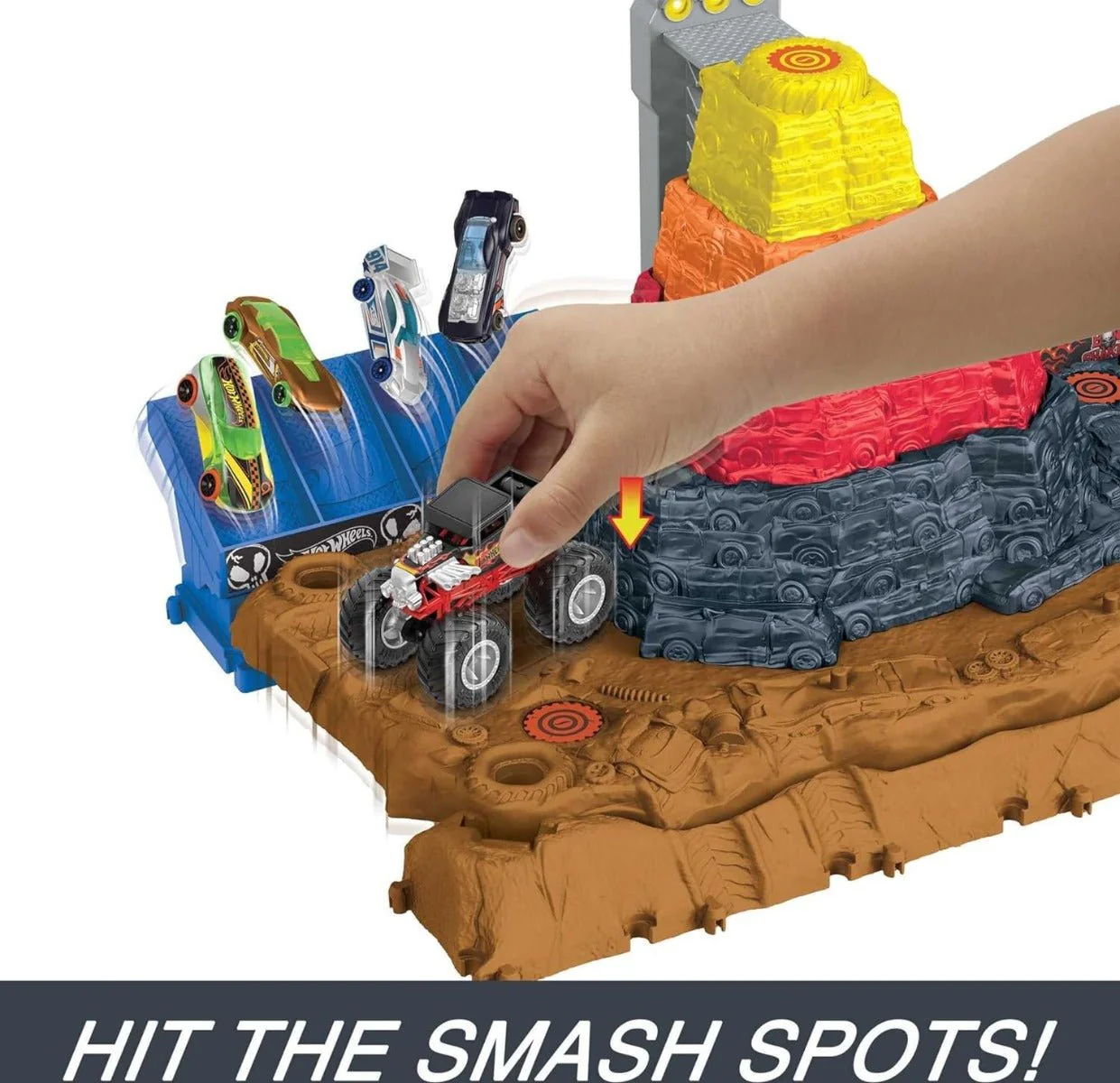 Hotwheels Monster Trucks Arena Smashers Bone Shaker's Arena Crush Yard HNB96 - Image 2