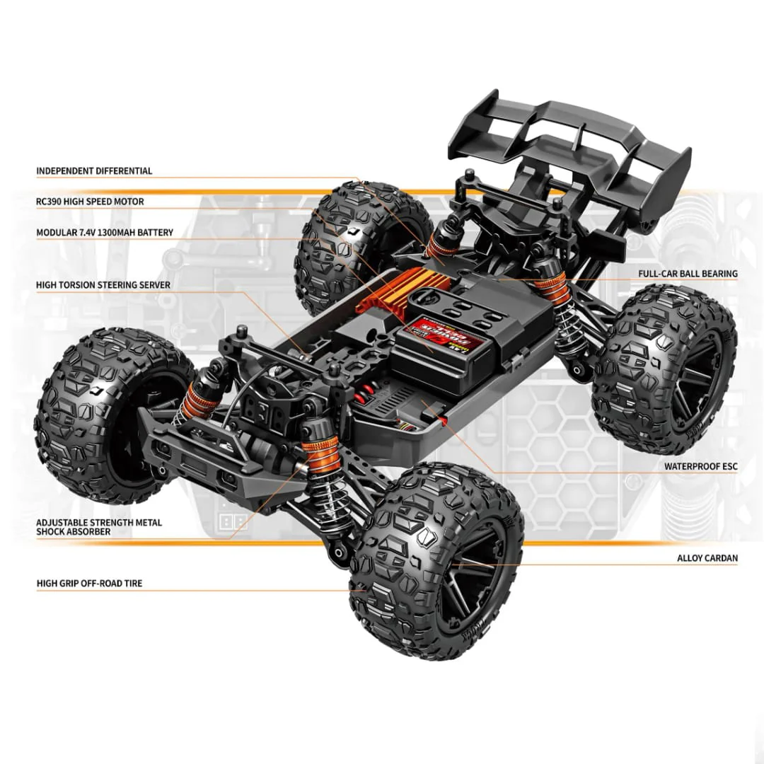 Polar Lights 4-WD Monster Truck RC Car Red 1:14 Scale HS14311 - Image 2